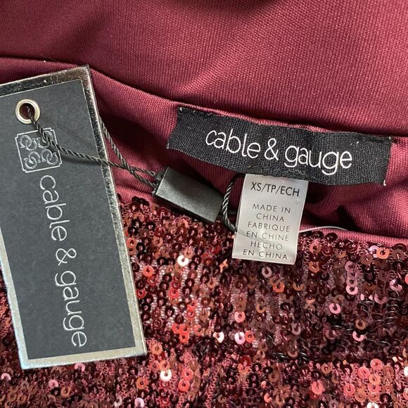 Cable & Gauge burgundy Sequin Pants. Size XSmall. - Picture 6 of 8